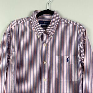 Ralph Lauren 100% Cotton Multicolored Striped Button Down Long Sleeve Size M‎